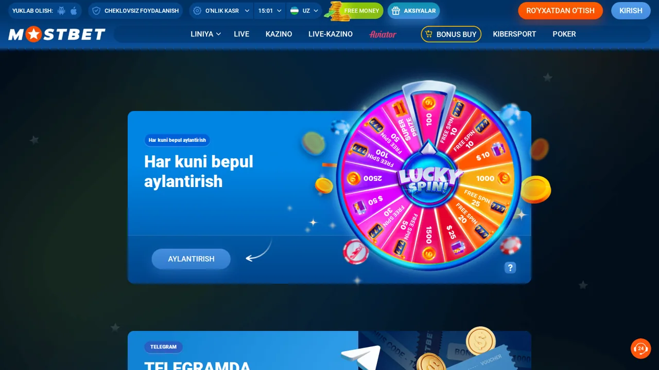«MostBet» promokod va aksiyalar sahifasi